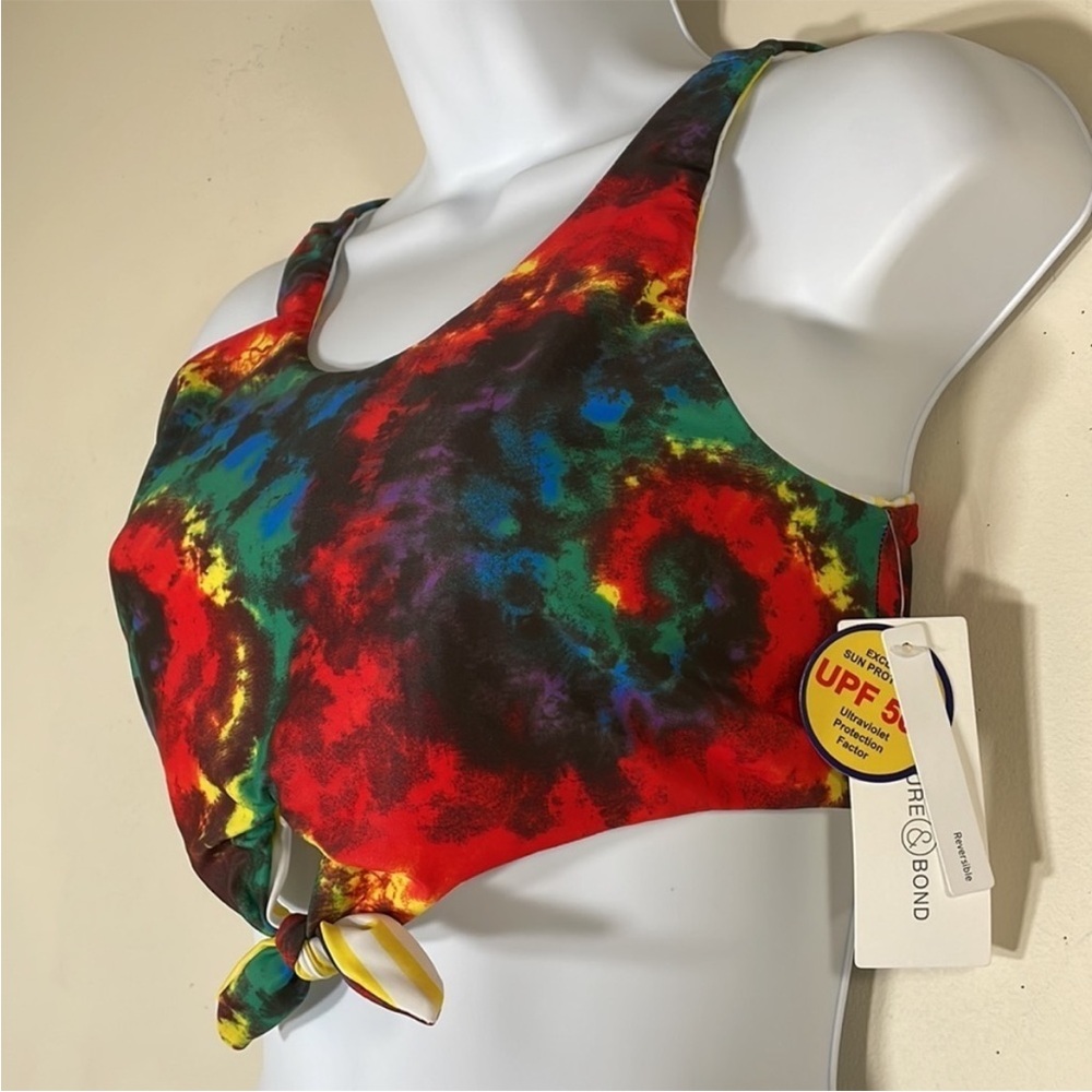 Treasure and Bond Reversible Tie-Dye & Stripe Bikini Top. Girl’s 16. NWT. - Picture 5 of 10